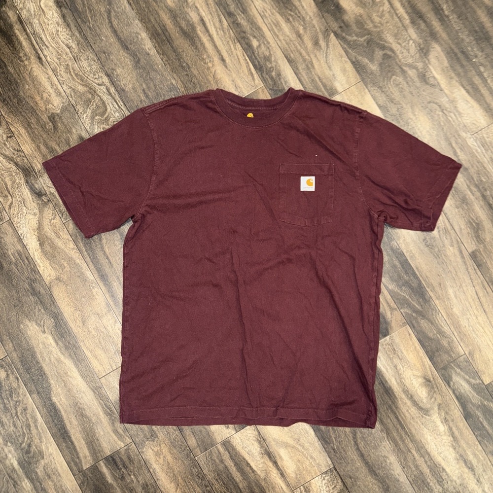 Carhartt Men's Large Original Fit Heavyweight Pocket Short Sleeve T-Shirt Maroon